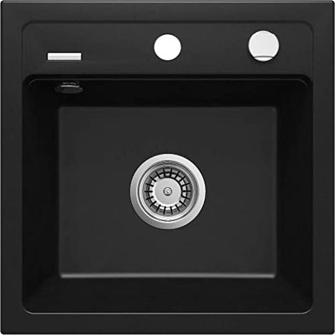 Deante Zorba ZQZ N103 fregadero de granito negro de 1 seno