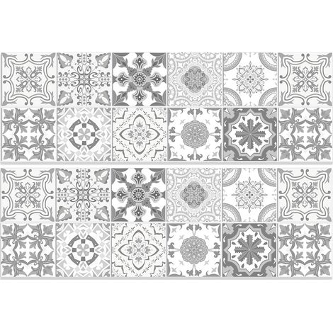 Autocollants Muraux Carrelage - PVC Autoadhésif 10 x 10 cm - Pour Cuisine Salle De Bain Séjour - 24 Pièces (1/5)