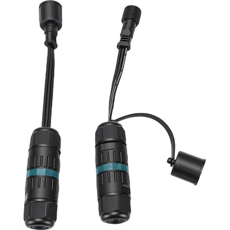 Connecteur de fil étanche à 3 broches pour éclairage extérieur Govee Permanent H705A H705B H705C H706A H706B H706C avec connecteurs mâles femelles noir (1/5)