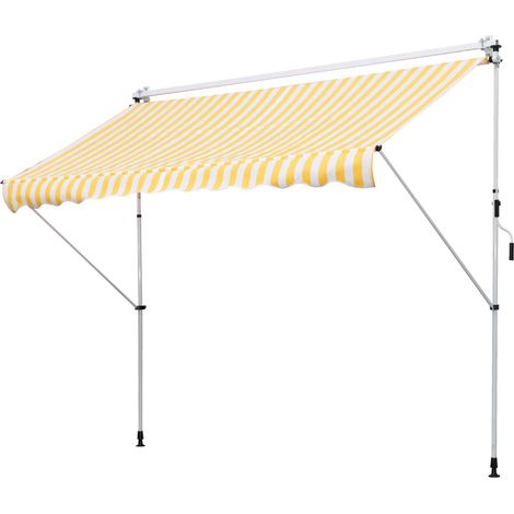 Store banne manuel rétractable – Tissu polyester 280 g/m² imperméable – Inclinaison réglable – Largeur 150 cm – Longueur 300 cm – Aluminium durable – MH (1/5)