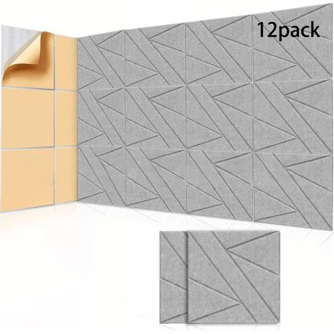 Panneaux Anti-Bruit Autoadhésifs Haute Densité, 12pcs,30x30cm, Découpables pour Mur et Plafond, Solution Acoustique contre les Échos (1/5)