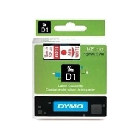 DYMO D1 45015 Colore Nastro: Bianco Colore carattere:Rosso 12 mm 7 m