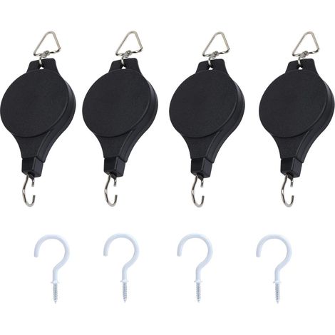 Crochet de suspension rétractable 4 Buc en nylon inoxydable pour nichoir, panier à fleurs, balcon, charge maximale 15 kg (33 lb) (1/5)