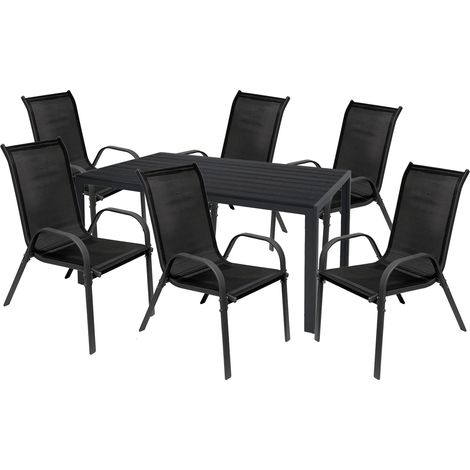 7tlg Gartenmöbel Polywood Tisch + Stapelstühle-M726867+6xMMC330880