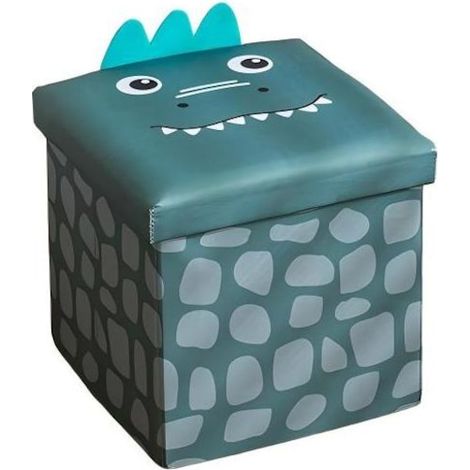 Tabouret pliant avec espace de rangement, 30x30x30 cm, vert émeraude, pour enfants, avec motifs de dessins animés (1/5)