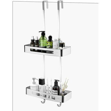 Étagère de -DOUche en Aluminium Extra Large, Suspendue sans Perçage, Avec Crochets pour Salle de Bain et Cuisine.-DOU (1/4)
