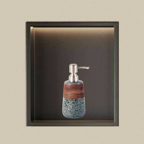 Niche étanche avec lumière et distributeur de gel che 420 ml, niche de che murale en acier inoxydable, niche de che à un niveau, niche de che encastrée 32x32x12,5 cm, noir (1/5)