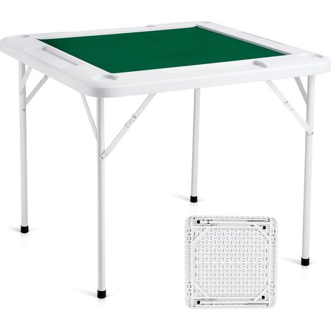 VEVOR Tavolo Mahjong, Tavolo Domino Pieghevole per 4 Giocatori con Piano Verde Resistente Usura, Tavolo da Carte Quadrato Portatile con 4 Portabicchieri 4 Vassoi 900 x 900 mm, per Gioco Poker Mahjong (1/5)