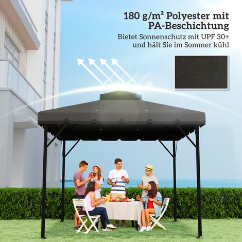 Pavillon Ersatzdach 3x3m Imperméable Toit Double Couche avec Évacuation Eau Gris Clair (1/4)