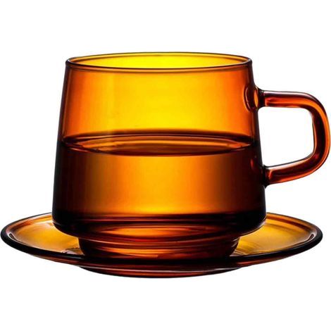 Glasbecher – 350 ml – Hitzebeständig von -20 °C bis 150 °C – Isolierter Griff – Für Espresso, Tee und Milch – 2er-Set (1/5)