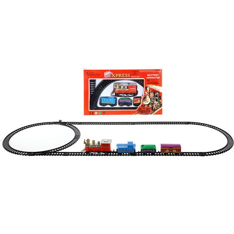Mini Deko Zug 78 cm - 11-teilig - fahrender Weihnachtszug mit Lokomotive, Waggons und Schienen