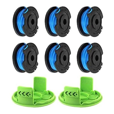 Bobine fil nylon - 6 unités + 2 capots - Pour débroussailleuse 24V - Diamètre 1,65mm Longueur 4,9m - Jardin pelouse (1/5)