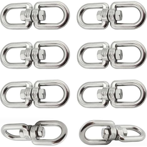 6 Pièces M6 Crochet Pivotant 360 Degrés Double Extrémité Anneaux Pivotants (1/5)
