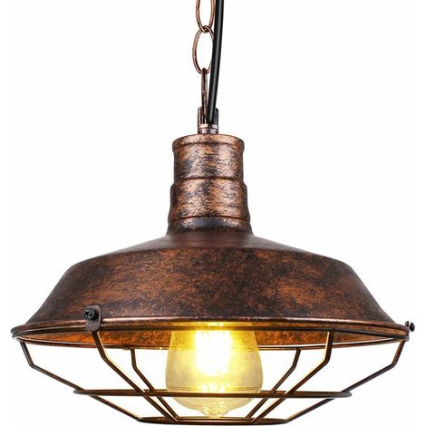 Suspensions vintage luminaires style industriel, plafonnier rétro éclairage intérieur, lampe cuisine salon salle à manger chambre, Ø 260mm , rouille BLOW (1/5)