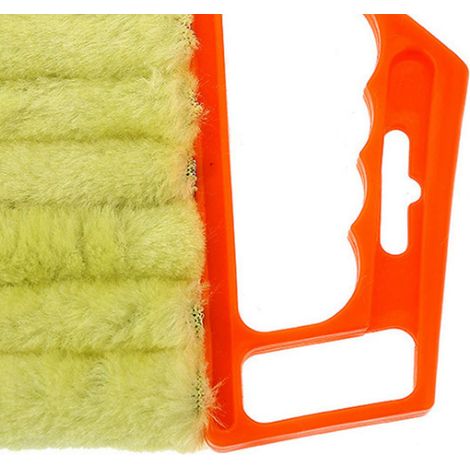 Brosse de nettoyage multifonctionnelle pour stores, rideaux, dépoussiérage, outil de nettoyage des interstices des ventilateurs de climatiseur, non pelucheuse, orange. (1/5)