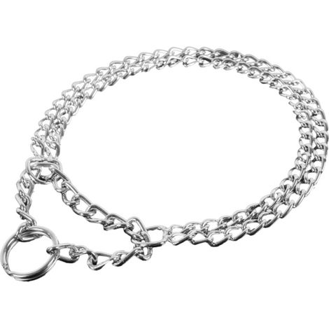 Collier chien épais durable, antidérapant anti-traction, métal argenté, double maillon, toutes tailles (1/4)