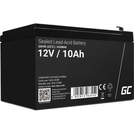 Green Batteria AGM48 per sistemi ups al piombo sigillato (VRLA) 12 V 10 Ah