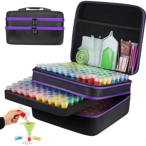 Diamond Painting Storage Crystal Art Kits Diamond Art Kits Storage Case with 240 Bottles, 282pcs Diamond Art Accessories&Tools Diamond Painting Storage Organizer with Pens Trays & Labels (1/5)