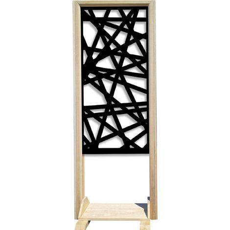 DIAGONAL MEDIUM - Paravent modulable - 70x190 cm - en bois et PVC - Couleur : noir