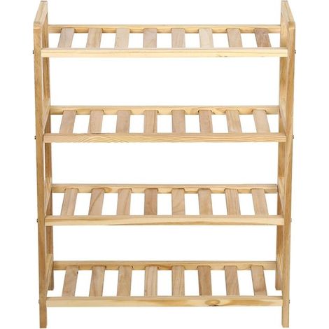 Range-chaussures bois 4 niveaux, étagère autonome pour entrée et couloir, rangement organisé et design (1/5)