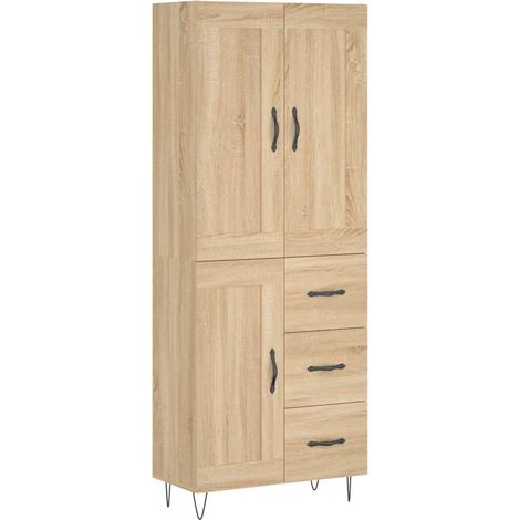 Aparador alto madera contrachapada color roble 69,5x34x180 cm vidaXL (1/5)