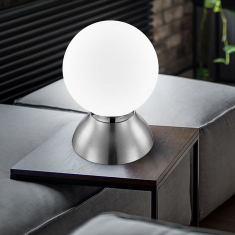 LED Schreib Tisch Lampe Leuchte Nickel Matt Chrom Glaskugel Wohn Schlaf Zimmer (1/4)