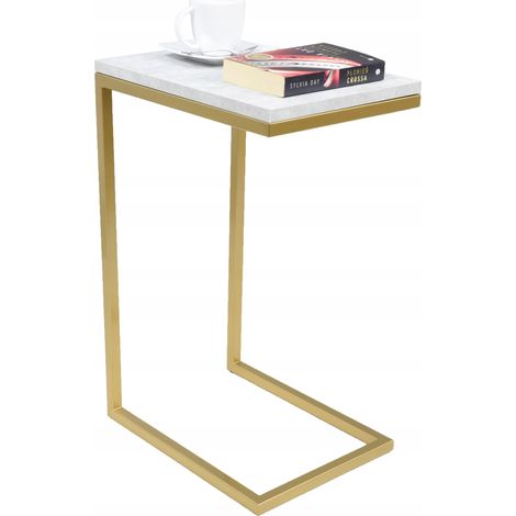 Table d'appoint en profilés de béton doré clair (1/4)