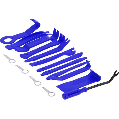 Kit de 16 outils de démontage pour garnitures de portières et tableau de bord (bleu) (1/5)
