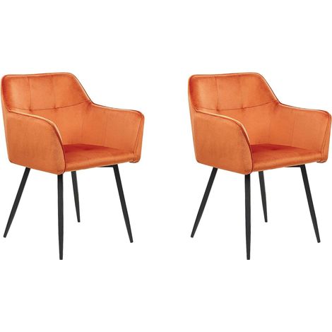 Esszimmerstuhl 2er Set JASMIN Samtstoff Orange