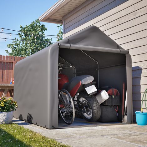 Fahrradgarage 160x220x165 cm grau aus Stahl und PE mit Rolltor (1/5)