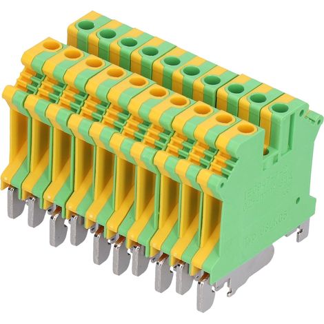 50 bornes de terre 34A rail DIN USLKG-5, 2 canaux, câblage latéral, lot de 50 pièces, connecteur de mise à la terre robuste pour armoire électrique