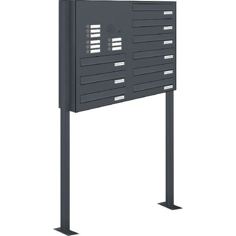 9er Briefkastenanlage Standsystem Durchwurf - Klingel RAL 7016 Anthrazit (1/5)