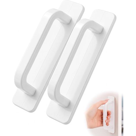 Set of 2 White Exterior and Interior Door Handles, Self-Adhesive, Sliding Door Handle without Drilling for Bay Window, Balcony (1/5)