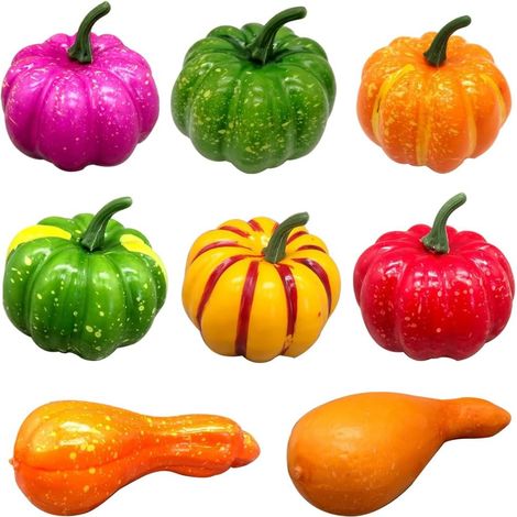 Zucche Artificiali Decorative Realistiche Autunno 8 pezzi (1/5)