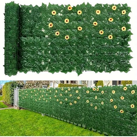 Écran d'Intimité en Lierre Artificiel pour Clôture, Haie Artificielle 100cm x 300cm, Panneaux de Haie Faux, Décoration de Jardin Extérieur (1/5)