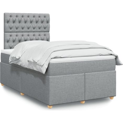 Sommier à lattes de lit et matelas gris clair 120x190 cm tissu (1/5)