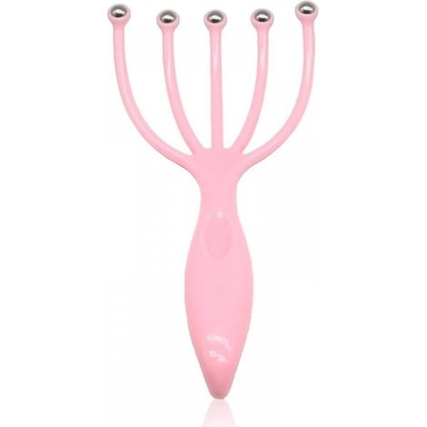 1 masseur de tête manuel portable rose (199cm), outil de thérapie et de relaxation à billes d'acier pour soulager le stress (1/5)