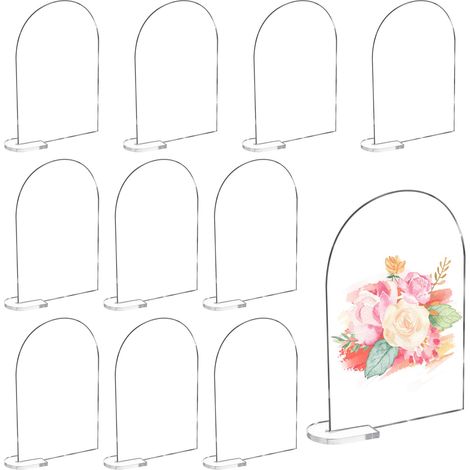 10 Pièces Vierges Acrylique Numero Table Mariage, Table Mariage en Acrylique Panneau, Transparent Bienvenue Marque Place Avec Support, Panneau Arquées Transparent pour Fêtes Décoration, Evénement (1/5)