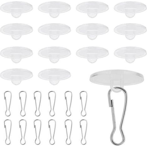 Crochets de plafond transparents avec clips, auto-adhésifs, sans perçage, sans traces, en PVC transparent, adaptés à la décoration murale. (1/4)