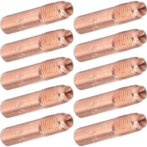 10 pièces Buses de soudage MIG 0,9mm Buses de soudage MIG Cuivre Buses conductrices Kit pour soudure industrielle (1/5)