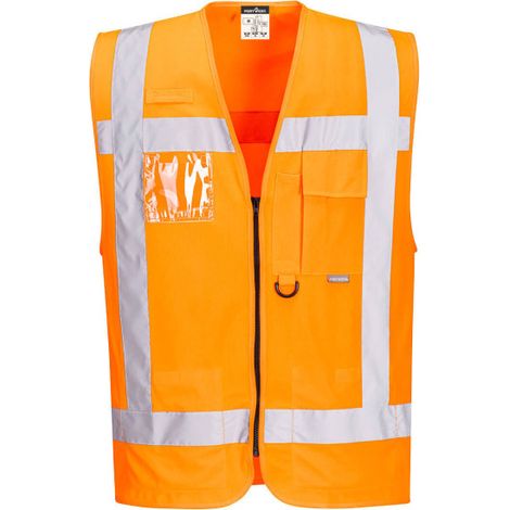 Chaleco de seguridad RWS naranja de alta visibilidad con cremallera y porta-identidad R476 M Naranja