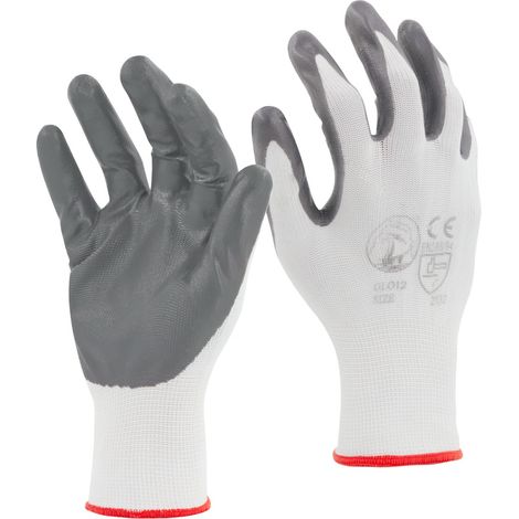 STI Guanti da lavoro Spalmati in Nitrile Bianco Grigio 8 M 1 Paio