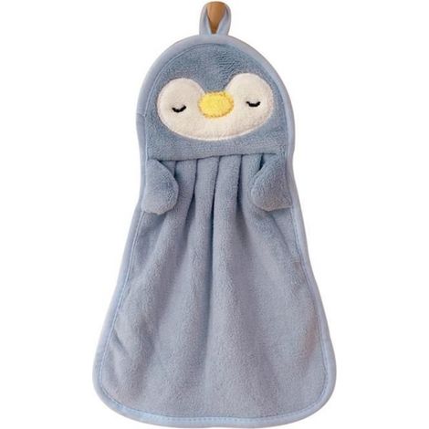 Serviette à Main Suspendue Absorbante pour BéBé, Mignon Pingouin Canard Doux pour la Peau des Enfants, Bleu (1/4)