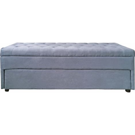 Panca contenitore in velluto blu con cassettone - Pampa (1/5)