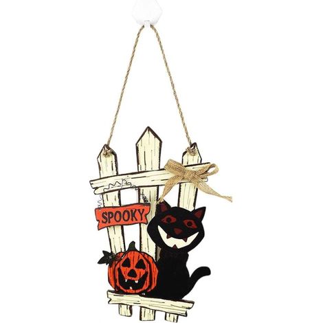 Panneau Accroche Halloween - Panneau Bois Porte Décoration Festive Citrouille - Pour Intérieur Extérieur - 1 Pièce (1/5)