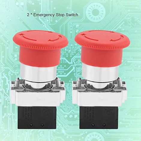2 pièces panneau rouge interrupteur d'arrêt d'urgence 22MM pour usine maison atelier garage laboratoire menuiserie bureau local technique chantier compatible Schneider ZB2BE102 (1/3)