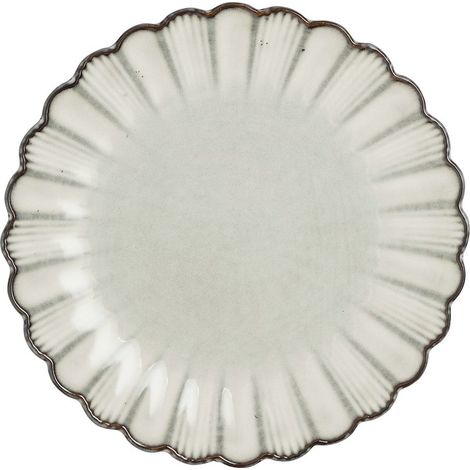Assiette à Petit-Déjeuner Grise Fait Main avec Bordure Foncée H2,5 x Diamètre 21 cm - PANGIVO (1/5)