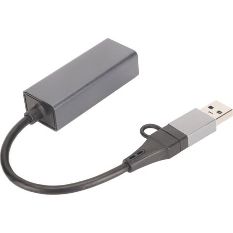 Adaptateur USB-C vers RJ45 10/100/1000 Mbps auto-adaptatif, compatible USB 3.0 et 2.0, pour ordinateurs portables et tablettes. (1/4)