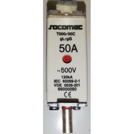 Socomec 66000050 HPC fusible tamaño 00C GG/GL 50A 500V