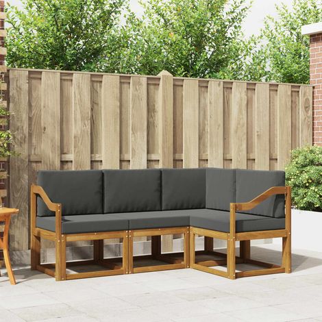 Outdoor-Sofagarnitur mit Kissen 4 pcs Natur und Anthrazit